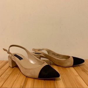 Steve Madden slingback black and beige heels